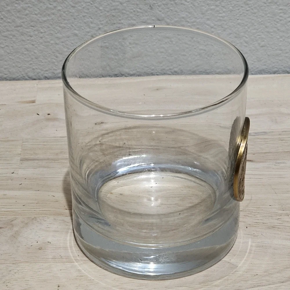 Wells Fargo Cocktail Glass Banking  Memorabilia Stagecoach Bronze Medallion
